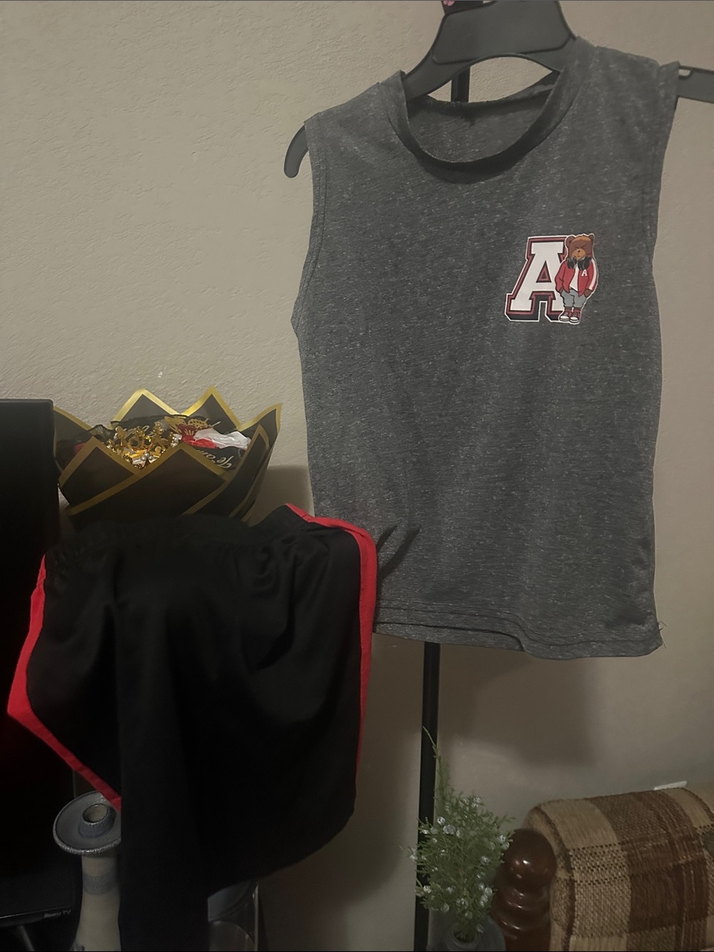 Kids Gray Sleeveless Tee with Bear 'A' Patch